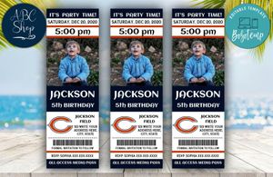 Printable Chicago Bears Birthday Ticket With Photo Invitation Instant Download