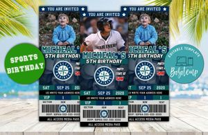 Editable Seattle Mariners Birthday Ticket Invites Instant Download