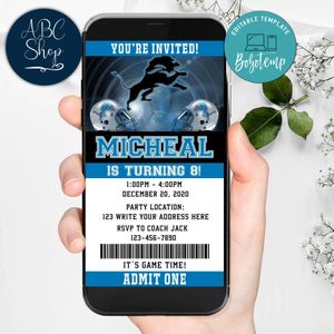 Electronic Detroit Lions Ticket Electronic Invite Birthday Invitations Instant Download