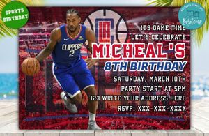 Editable Los Angeles Clippers Digital Party Invitation Invite Instant Download
