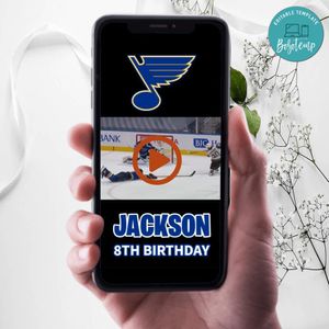 St. Louis Blues Birthday Video Invitation Digital Template Customizable Instant Download