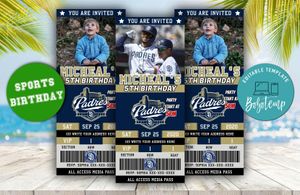 San Diego Padres Baseball Ticket Birthday Editable Templates Instant Download