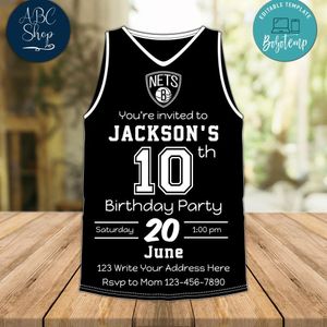 Brooklyn Nets Jersey Birthday Flyer Instant Download