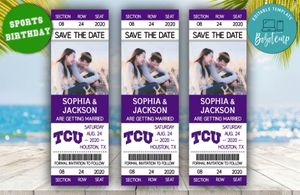 Editable TCU Horned Frogs Save The Date Wedding Engagement Announcement Ticket Invitation Instant Download