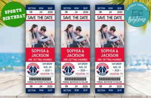 Editable Washington Wizards Save The Date Wedding Engagement Announcement Ticket Invitation Instant Download