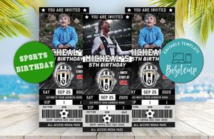 Cristiano Ronaldo Juventus Ticket Birthday Editable Template Instant Download
