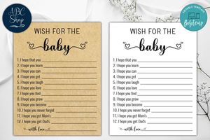 Printable Wish For Baby Shower Game Instant Download