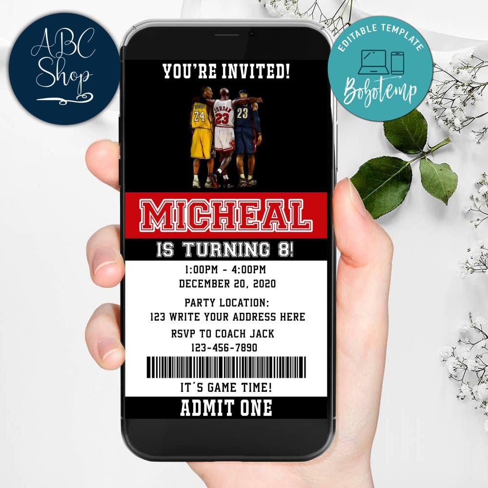 Electronic Michael Jordan Electronic Invite Birthday Invitations | Bobotemp
