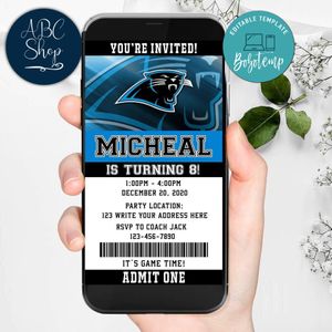 Electronic Carolina Panthers Ticket Electronic Invite Birthday Invites Instant Download