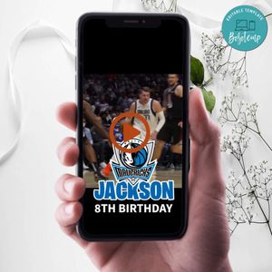 Dallas Mavericks Birthday Video Invitation Digital Template Customizable Instant Download