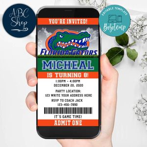 Electronic Florida Gators Electronic Invite Birthday Invitations DIY