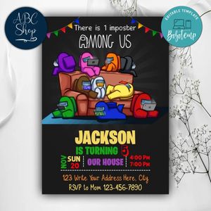 Printable Among Us Birthday Party Invitations Instant Download