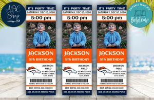 Printable Denver Broncos Birthday Ticket With Photo Invitation Instant Download