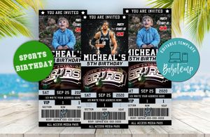 San Antonio Spurs Ticket Birthday Editable Template Instant Download