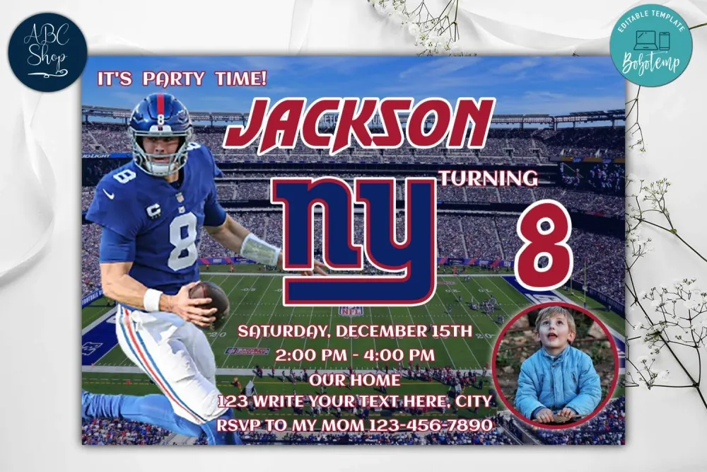New York Giants Birthday Invites Template to Print at Home DIY | Bobotemp