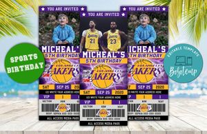 Los Angeles Lakers Ticket Birthday Editable Template DIY