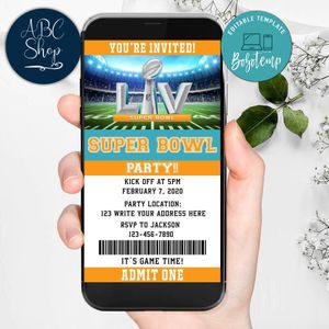 Electronic Superbowl Party Invitation Instant Download