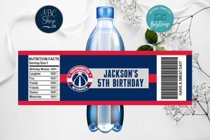 Printable Washington Wizards Water Bottle Labels Instant Download