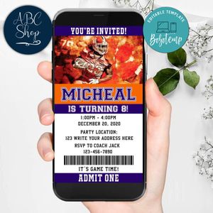 Electronic Clemson Tigers Electronic Invite Birthday Invitations Instant Download