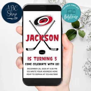 Electronic Carolina Hurricanes Electronic Invite Birthday Flyer Template Instant Download