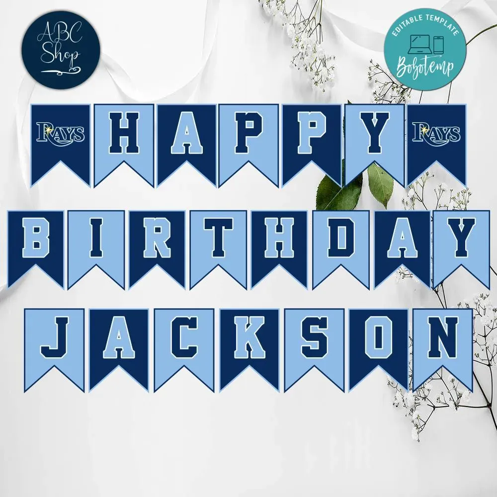 Tampa Bay Rays Birthday Banner Digital Files Bobotemp