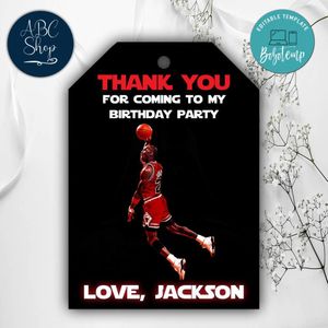 Printable Jordan Birthday Thank You Tags Instant Download