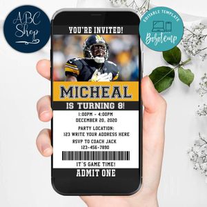 Electronic Pittsburgh Steelers Electronic Invite Birthday Invitations Instant Download