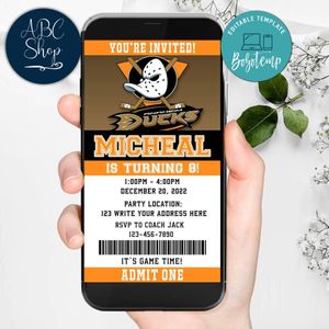 Electronic Anaheim Ducks Birthday Flyer Instant Download