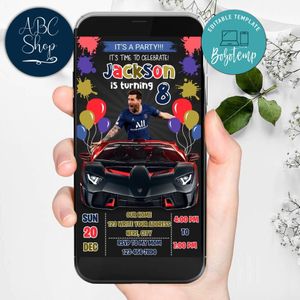 Mobile Messi Paris Saint Germain Drive By Birthday Parade Electronic Invite Invitation Template Instant Download