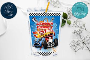 Printable Hot Wheels Birthday Capri Sun Juice Label Instant Download