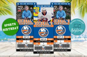 New York Islanders Ticket Birthday Editable Templates Instant Download