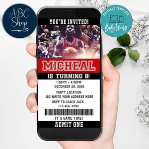 Michael Jordan Jordan Mobile Invite Customizable Template Instant Download