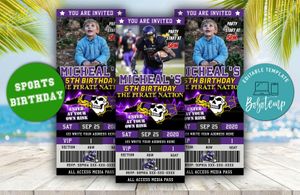 East Carolina Pirates Ticket Birthday Editable Templates Instant Download