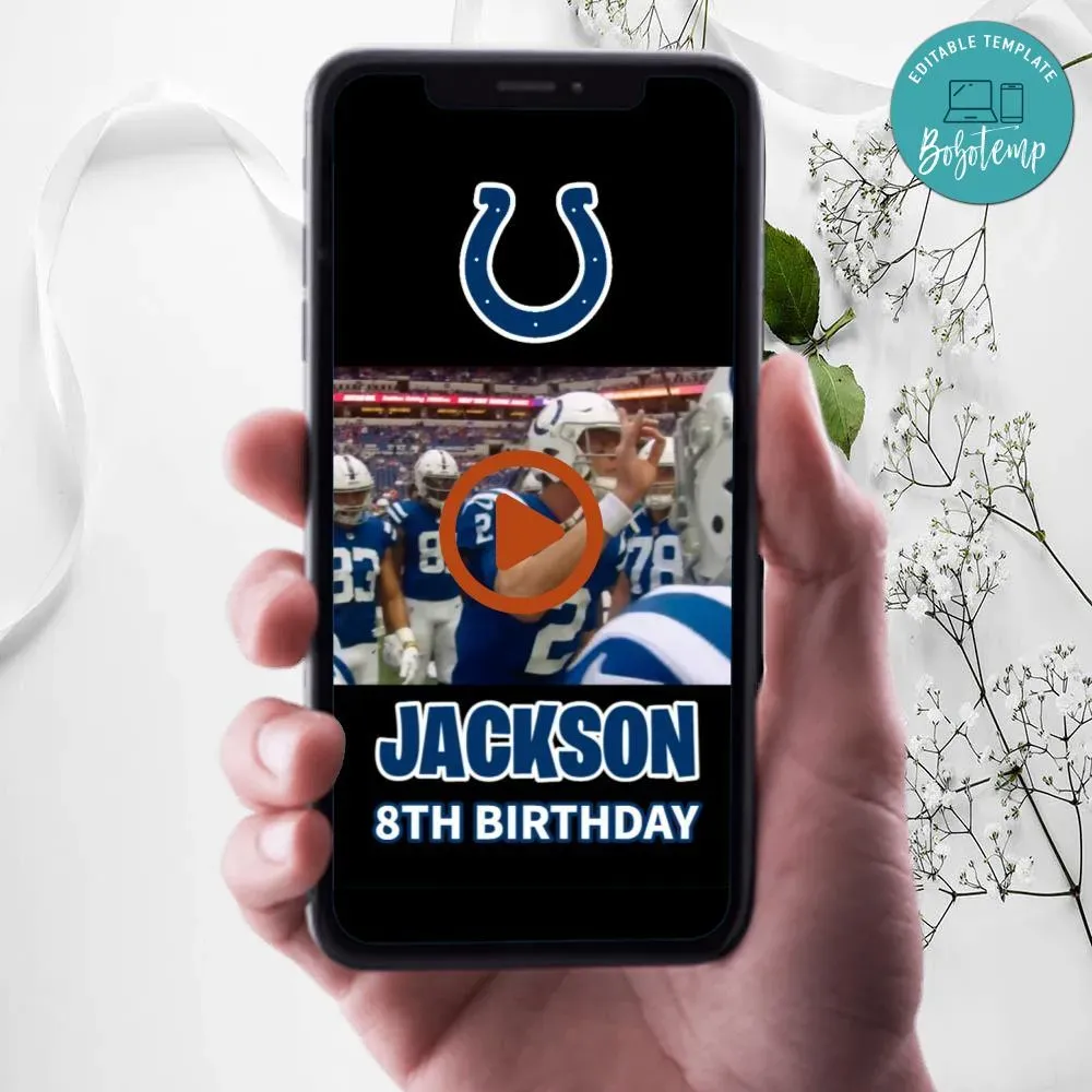 Indianapolis Colts Invitation Digital Template Instant Download | Bobotemp