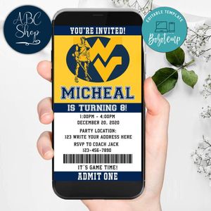 Electronic West Virginia Mountaineers Ticket Electronic Invite Birthday Invites Instant Download