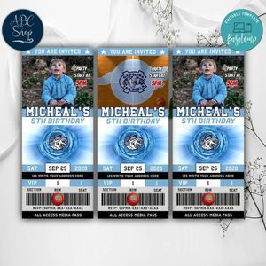 UNC Tar Heel Birthday Ticket Invitation Instant Download