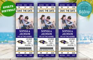 Baltimore Ravens Save The Date Wedding Engagement Announcement Ticket Invitation Instant Download