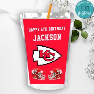 Printable Kansas City Chiefs Birthday Capri Sun Juice Label Instant Download