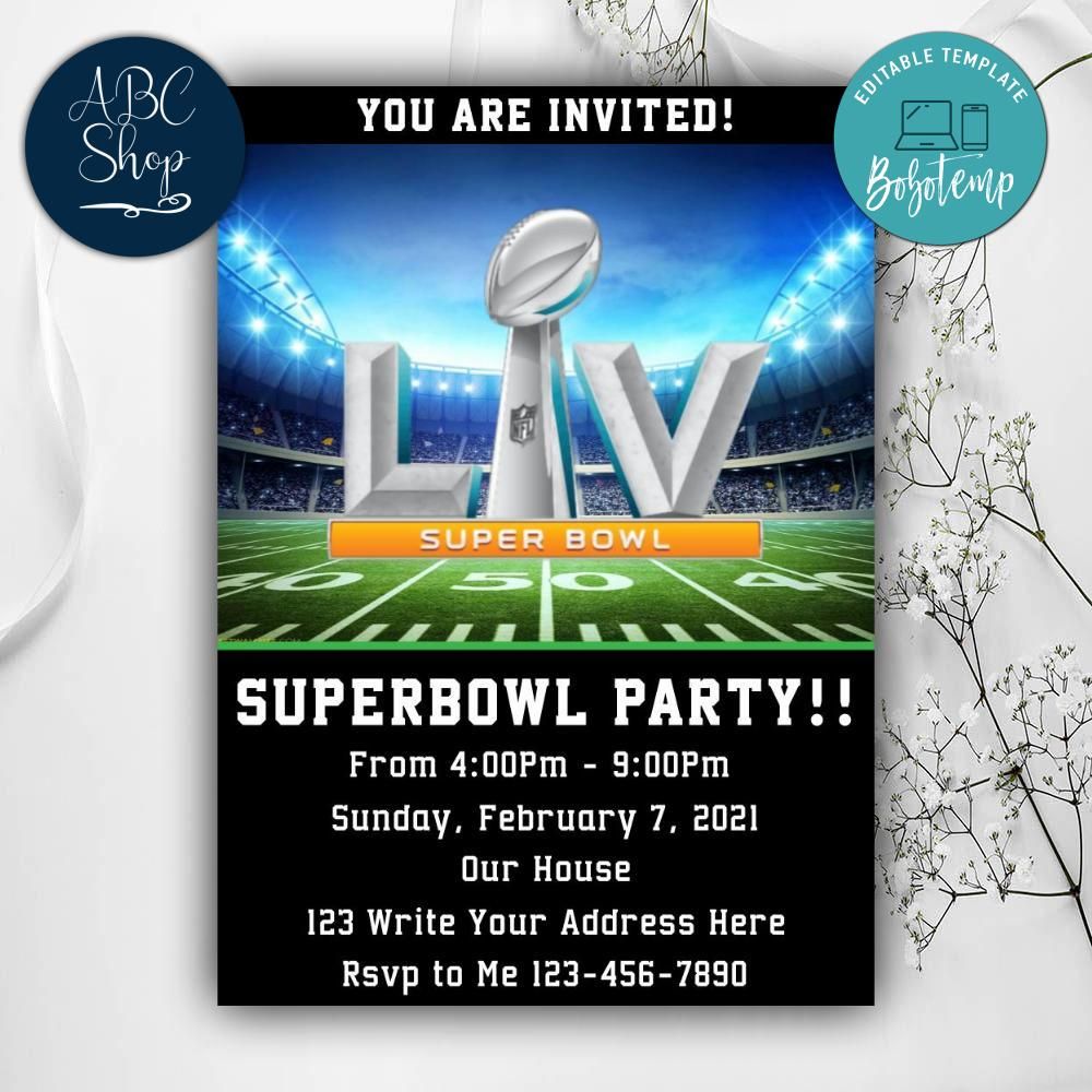 Printable Superbowl Party Invitation Instant Download Createpartylabels