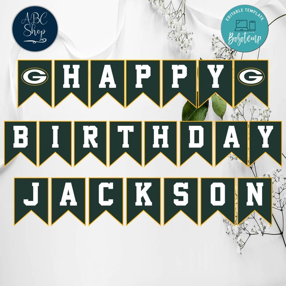 Green Bay Packers Birthday Banner Instant Download | Bobotemp