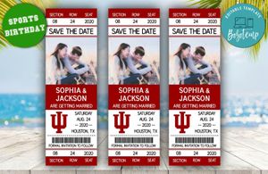 Indiana Hoosiers Save The Date Wedding Engagement Announcement Ticket Invitation Instant Download