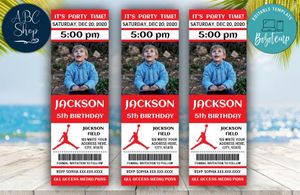 Printable Jordan Birthday Ticket With Photo Invitation Instant Download