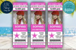 Dallas Cowboys Pink Birthday Invitation Ticket Instant Download