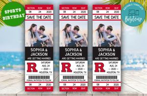 Rutgers Scarlet Knight Save The Date Wedding Engagement Announcement Ticket Invitation Instant Download
