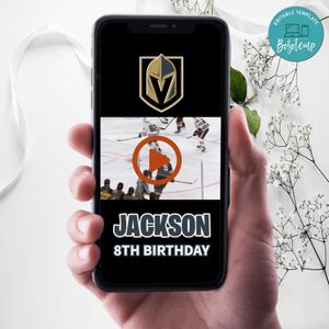 Vegas Golden Knights Birthday Video Invitation Digital Template Customizable Instant Download