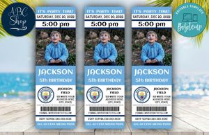 Man City Birthday Ticket With Photo Invitation Instant Download