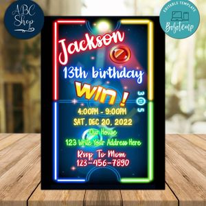 Air Hockey Invitation Instant Download