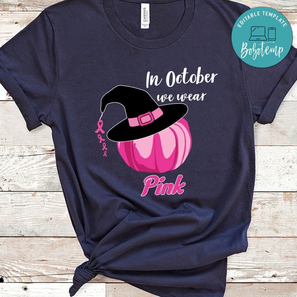 Halloween Witch Pumpkin Breast Cancer Shirt