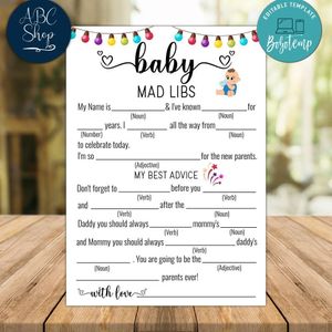 Baby Mad Libs Baby Shower Game Digital Files