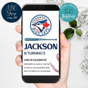 Electronic Toronto Blue Jays Electronic Invite Birthday Invites Instant Download